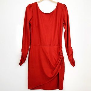 MONACO USA BRICK RED LONG SLEEVE DRESS